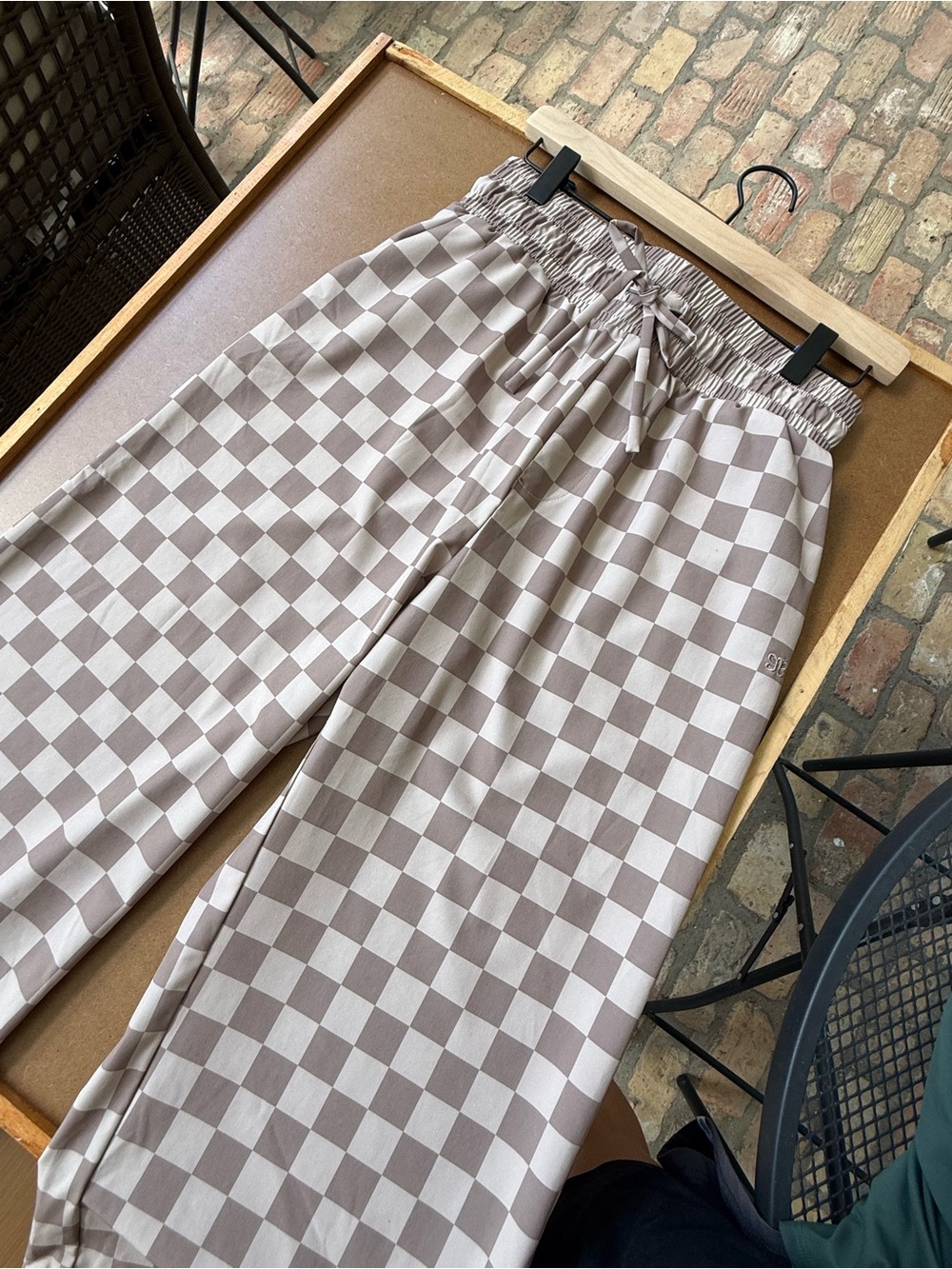 Albion Audrey Wide Legged Pants Size Small Petite length brown check - Picture 4 of 9